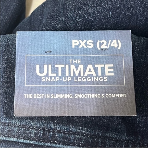 SOFT SURROUNDINGS NWT THE ULTIMATE SNAP UP LEGGINGS DARK BLUE DENIM WASH PETITE - Picture 4 of 15